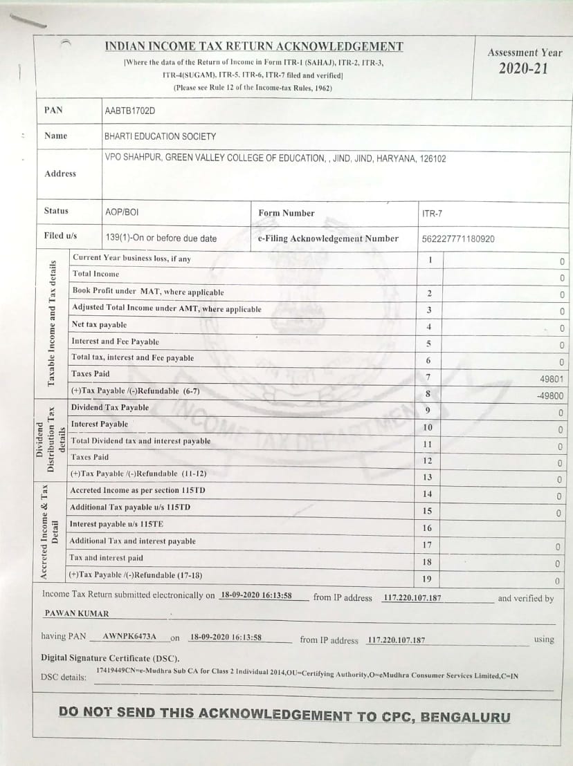 ITR Assesment Year 2020-21